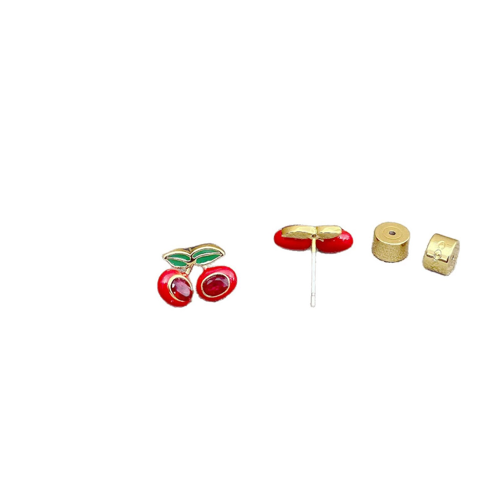 Coach Red Cherry Rhinestone Earrings - Picture 5 of 6